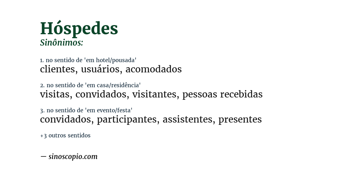 Sinônimo de hóspedes