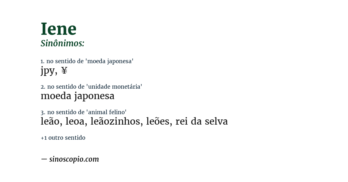 Sinônimo de iene