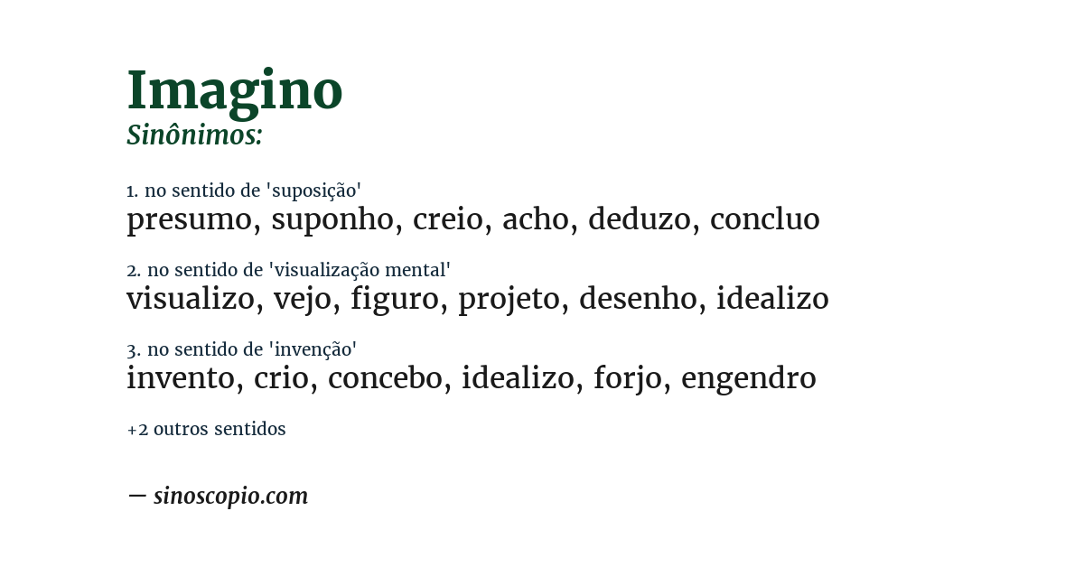 Sinônimo de imagino