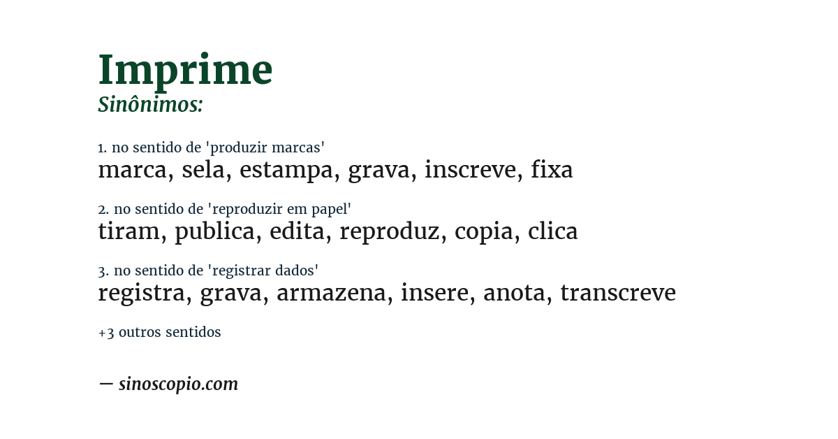 Sinônimo de imprime