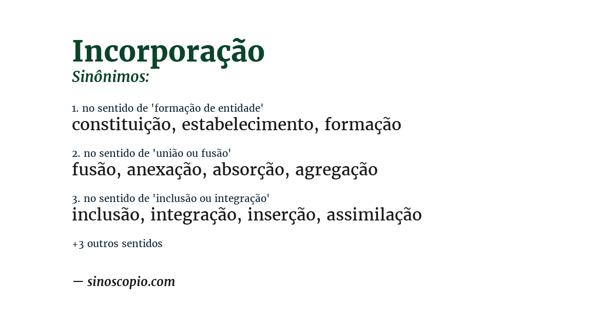 Sinônimo de incorporação