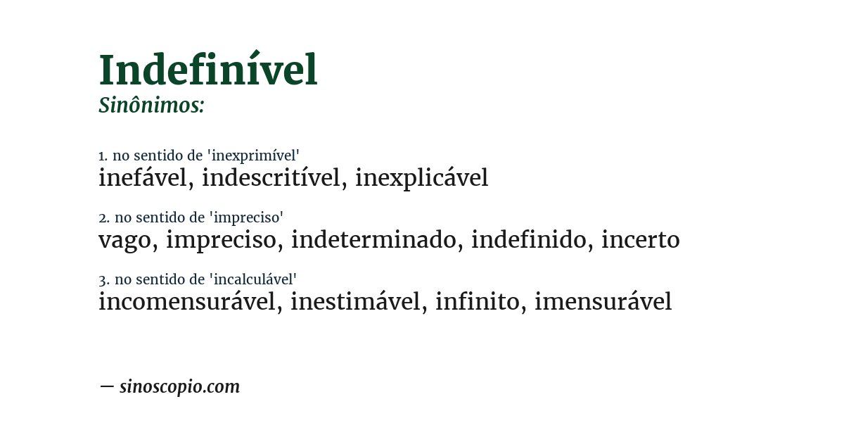 Sinônimo de indefinível