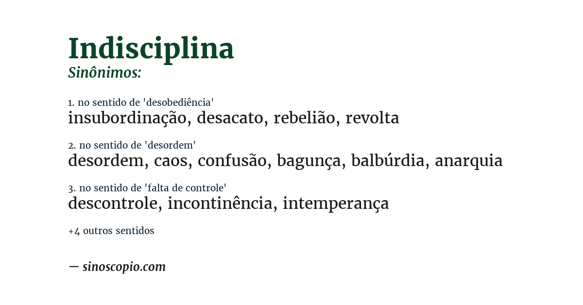 Sinônimo de indisciplina