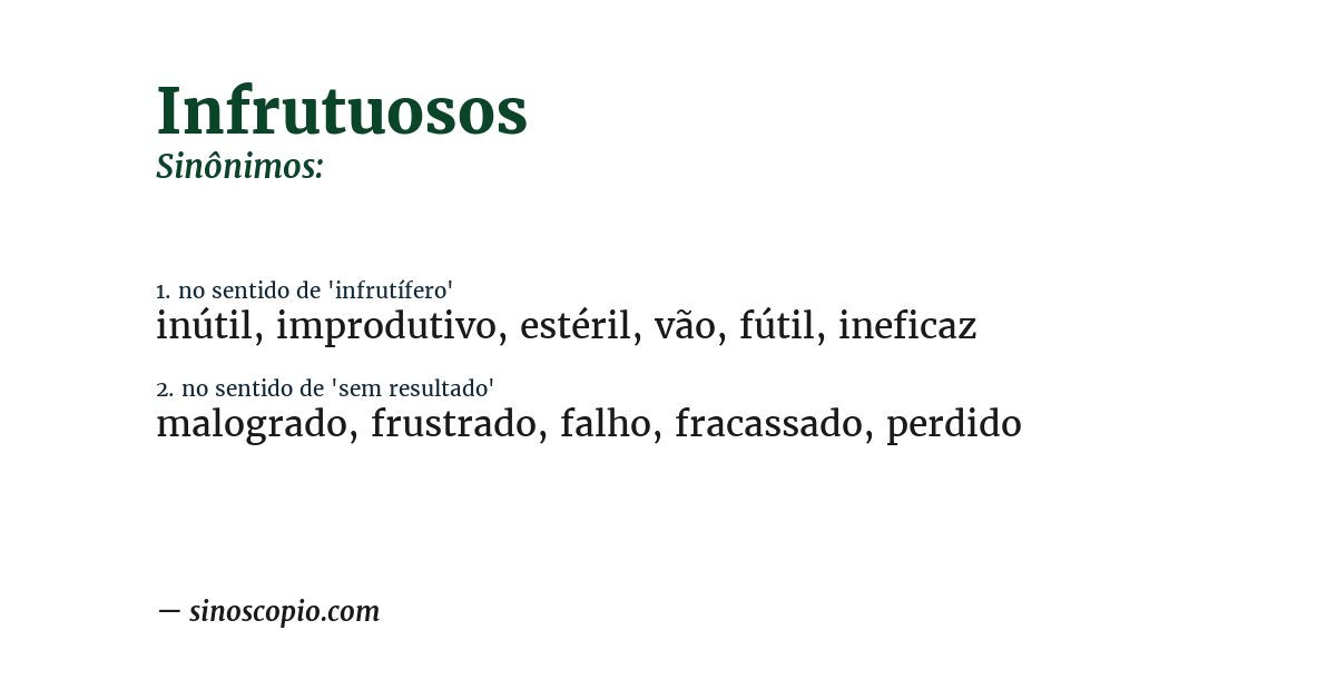 Sinônimo de infrutuosos