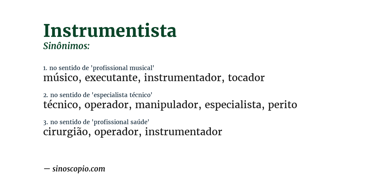 Sinônimo de instrumentista
