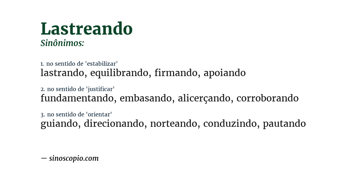 Sinônimo de lastreando