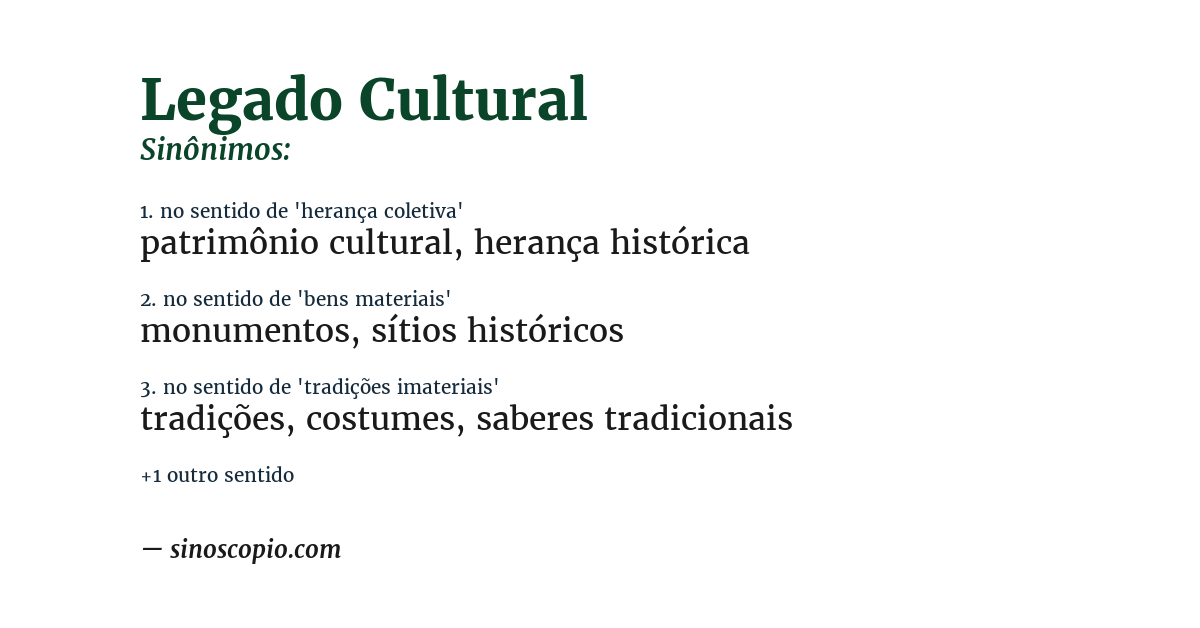 Sinônimo de legado cultural