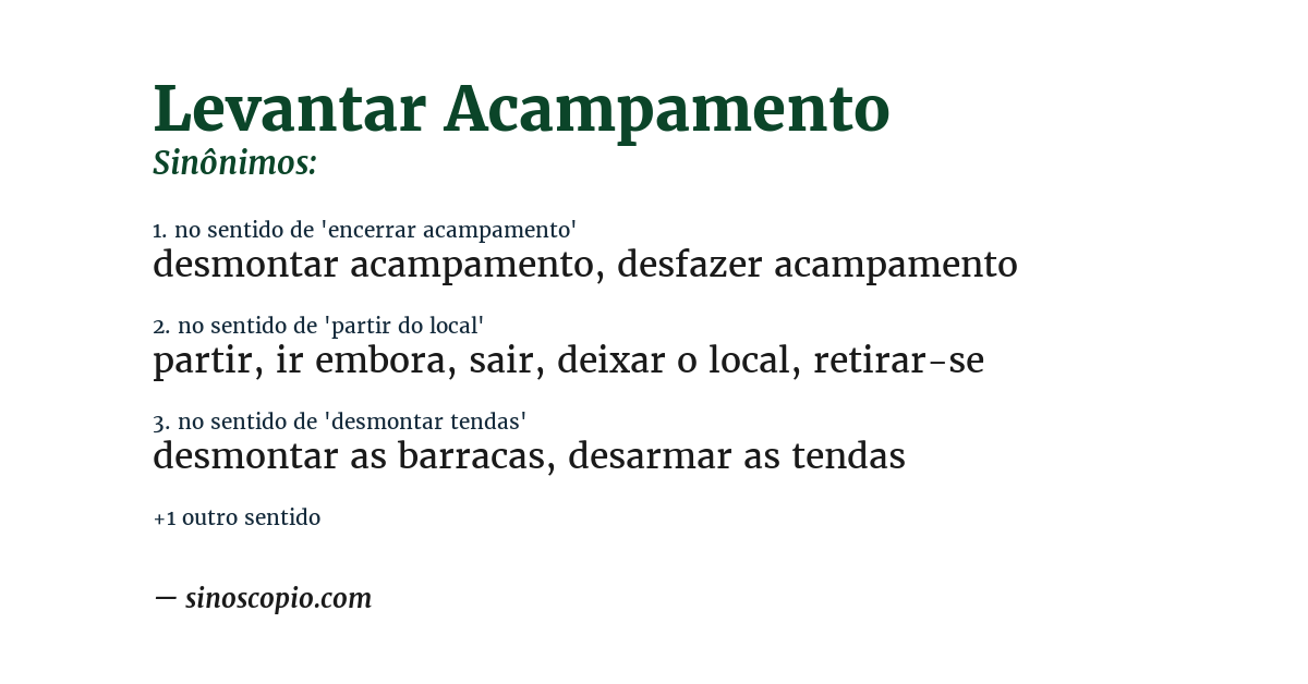 Sinônimo de levantar acampamento