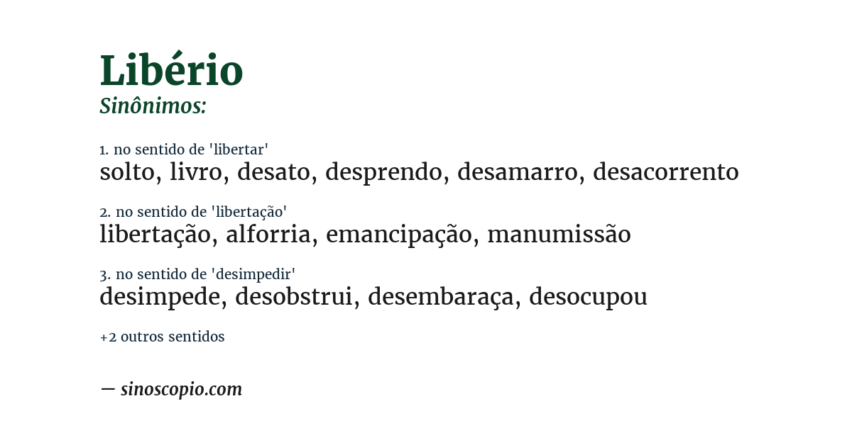 Sinônimo de libério