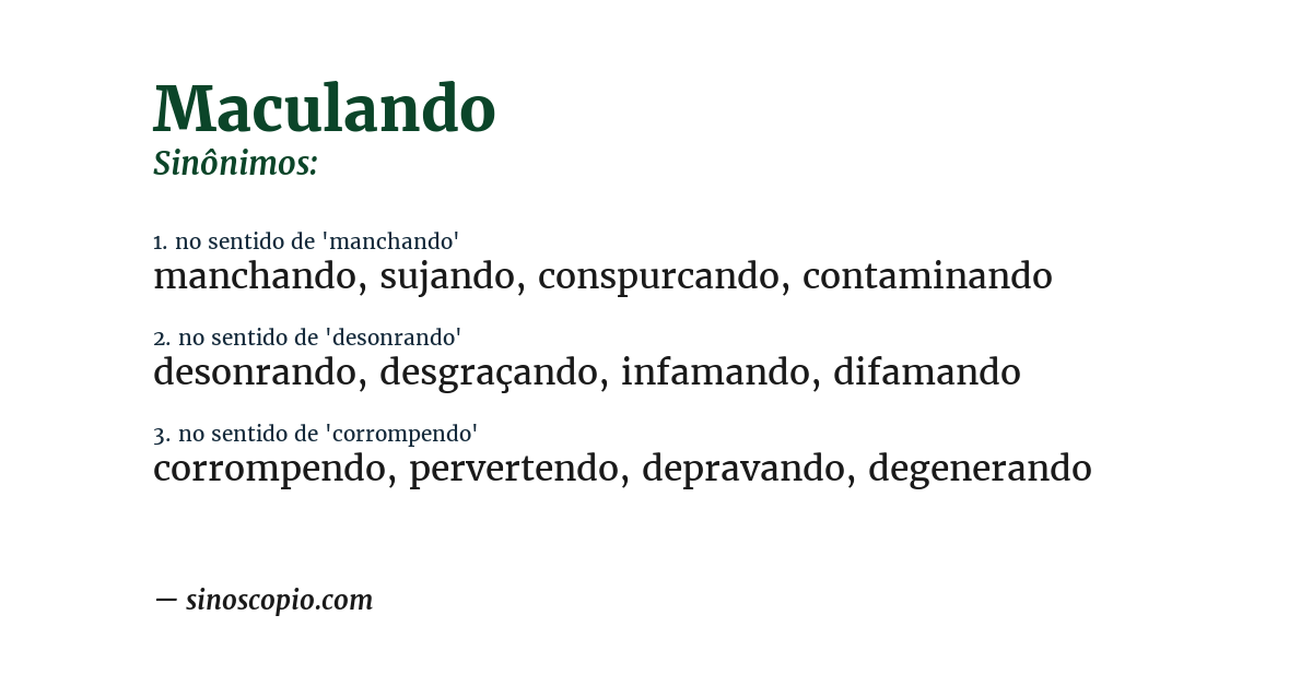 Sinônimo de maculando