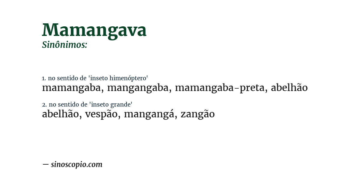 Sinônimo de mamangava