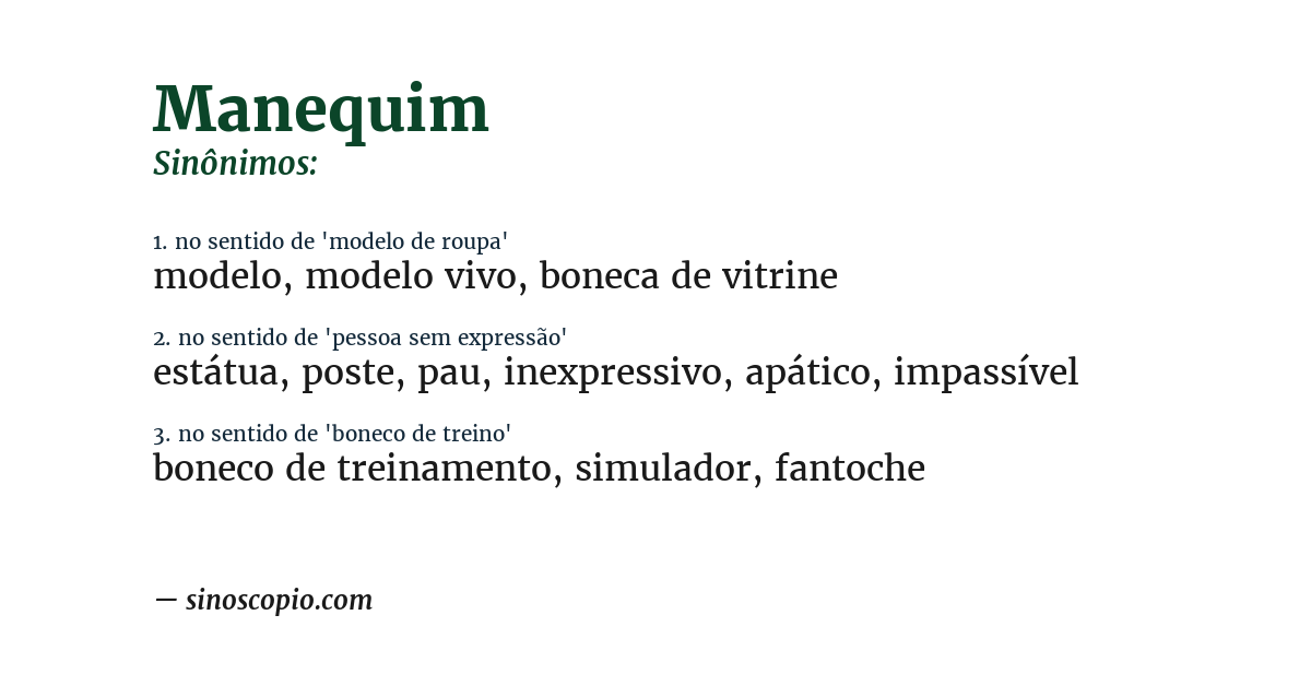Sinônimo de manequim