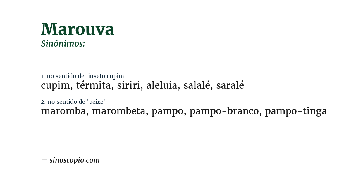 Sinônimo de marouva
