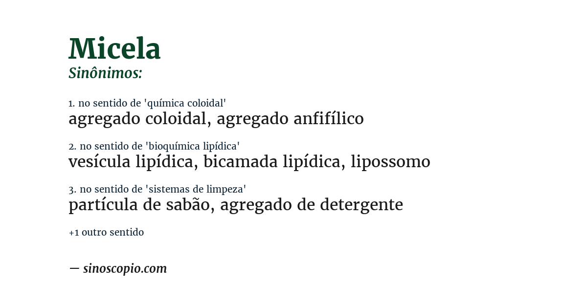 Sinônimo de micela