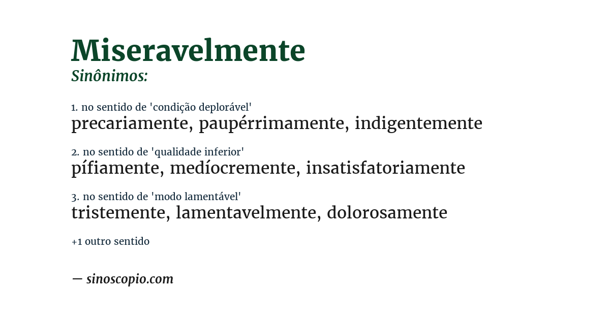 Sinônimo de miseravelmente