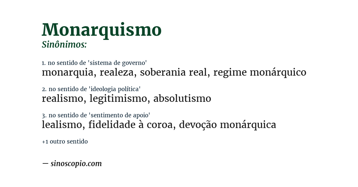 Sinônimo de monarquismo