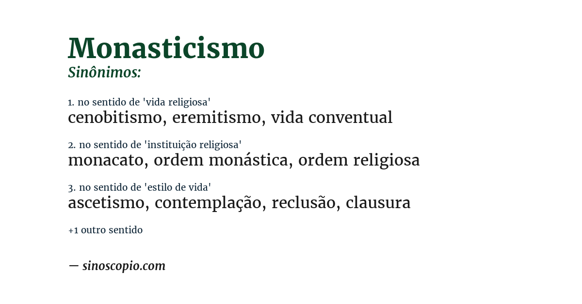 Sinônimo de monasticismo
