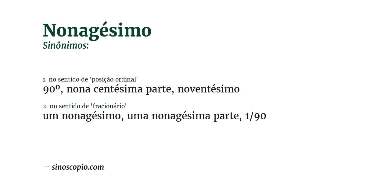 Sinônimo de nonagésimo