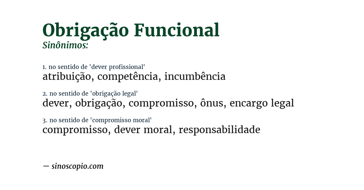 Sinônimo de obrigação funcional