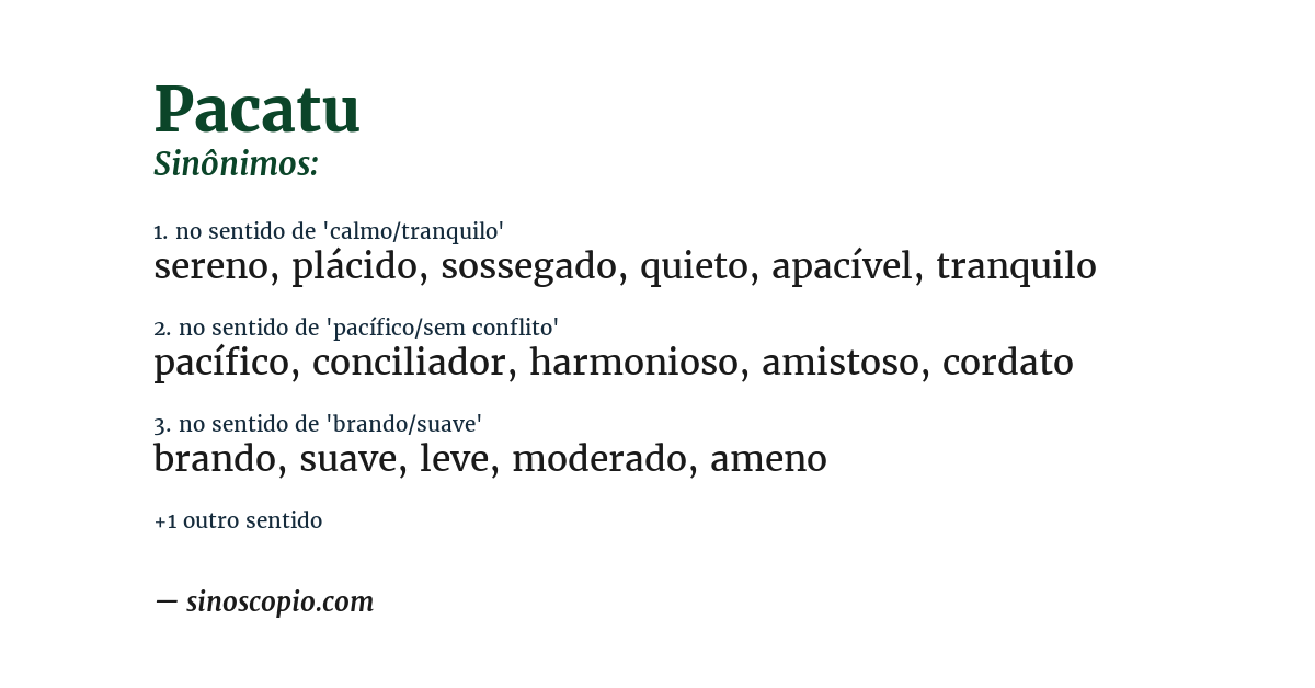 Sinônimo de pacatu