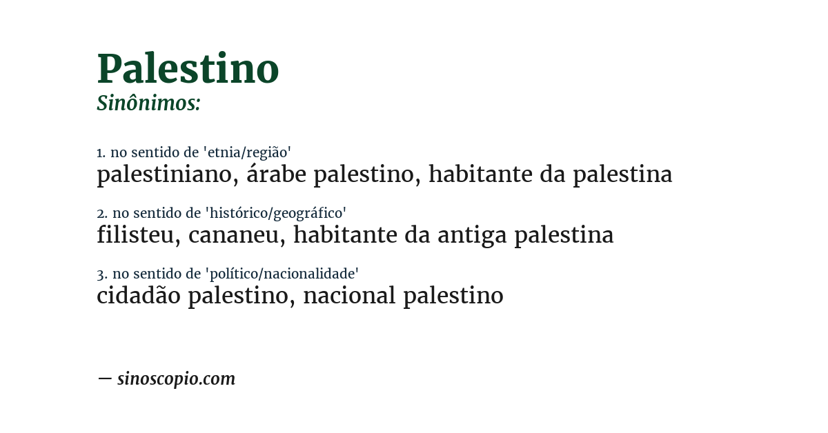 Sinônimo de palestino