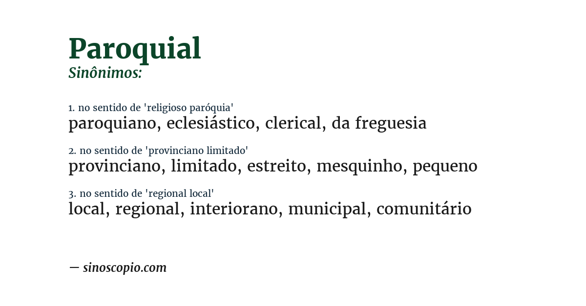 Sinônimo de paroquial