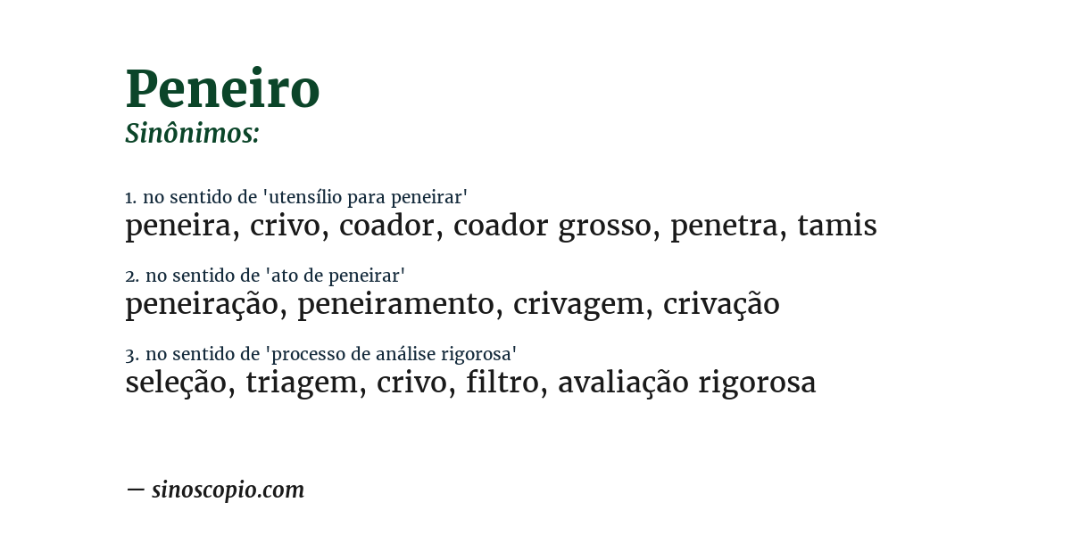 Sinônimo de peneiro