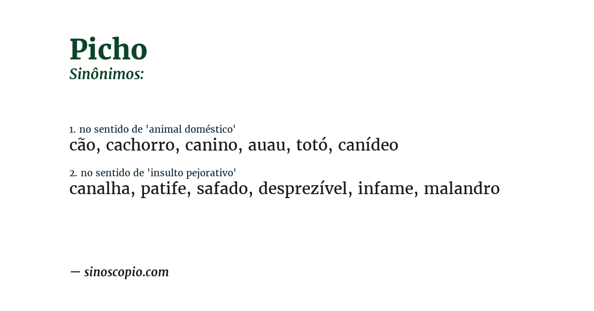 Sinônimo de picho