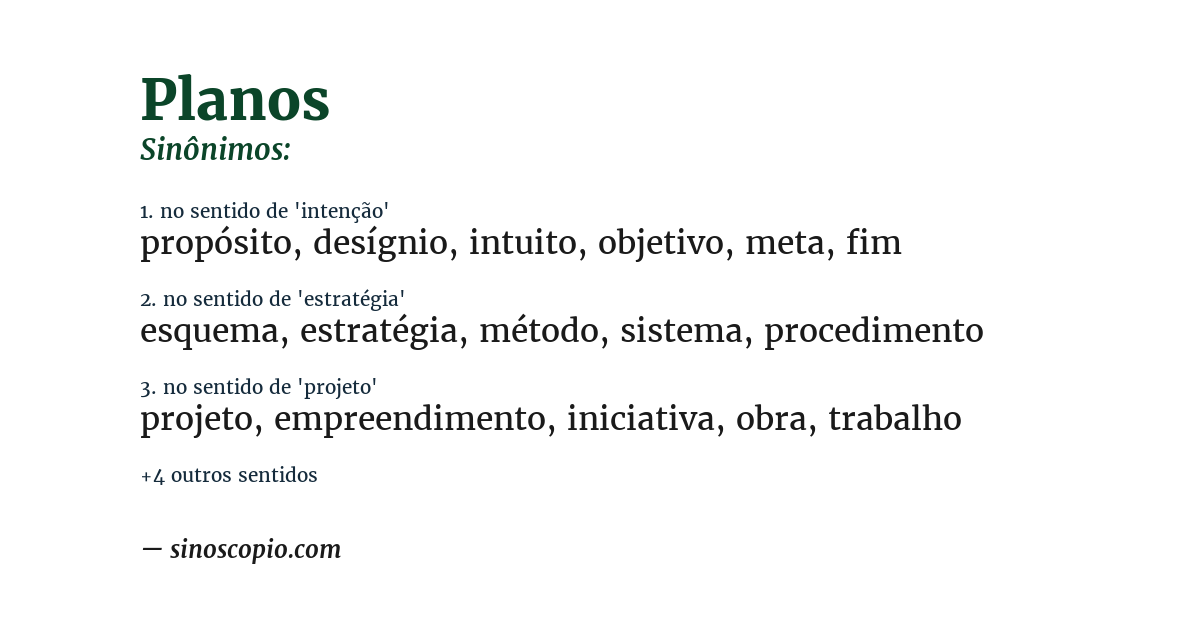 Sinônimo de planos