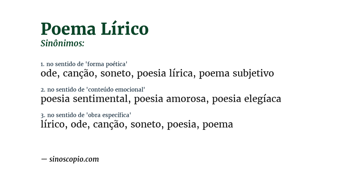 Sinônimo de poema lírico