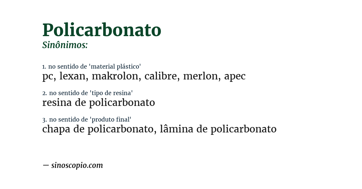 Sinônimo de policarbonato
