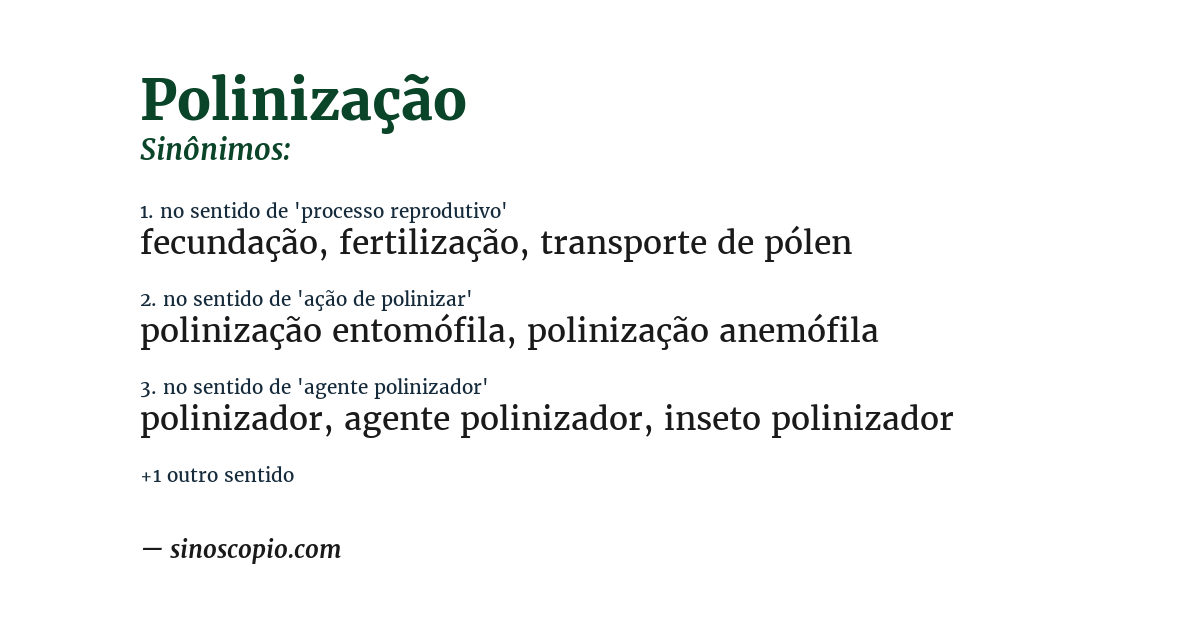 Sinônimo de polinização