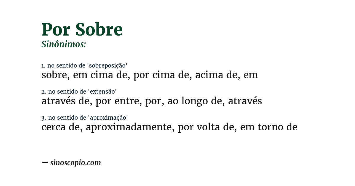 Sinônimo de por sobre