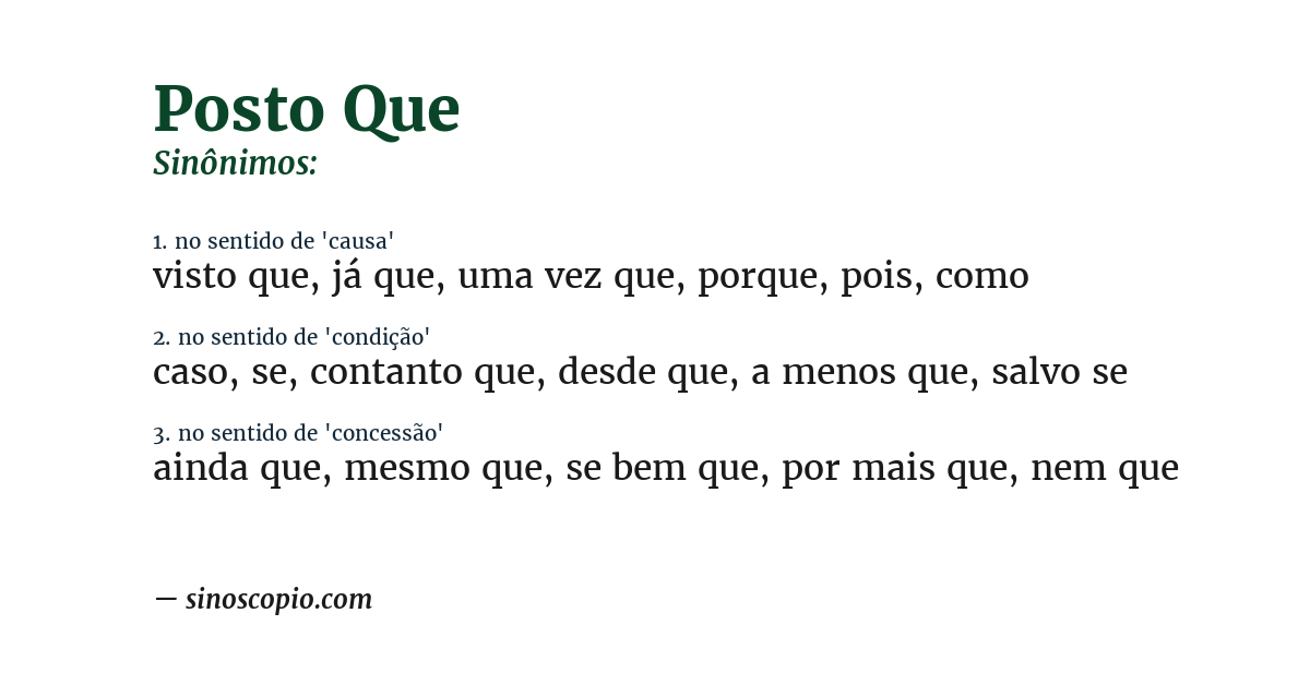 Sinônimo de posto que