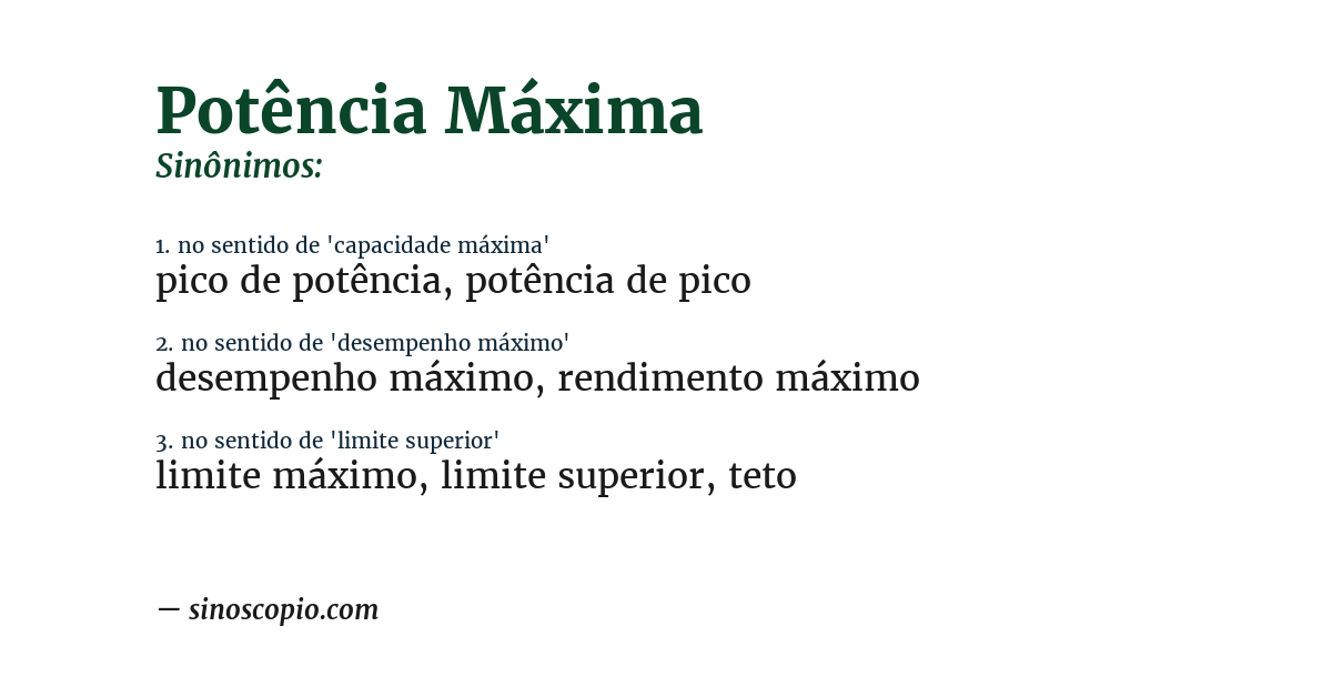 Sinônimo de potência máxima