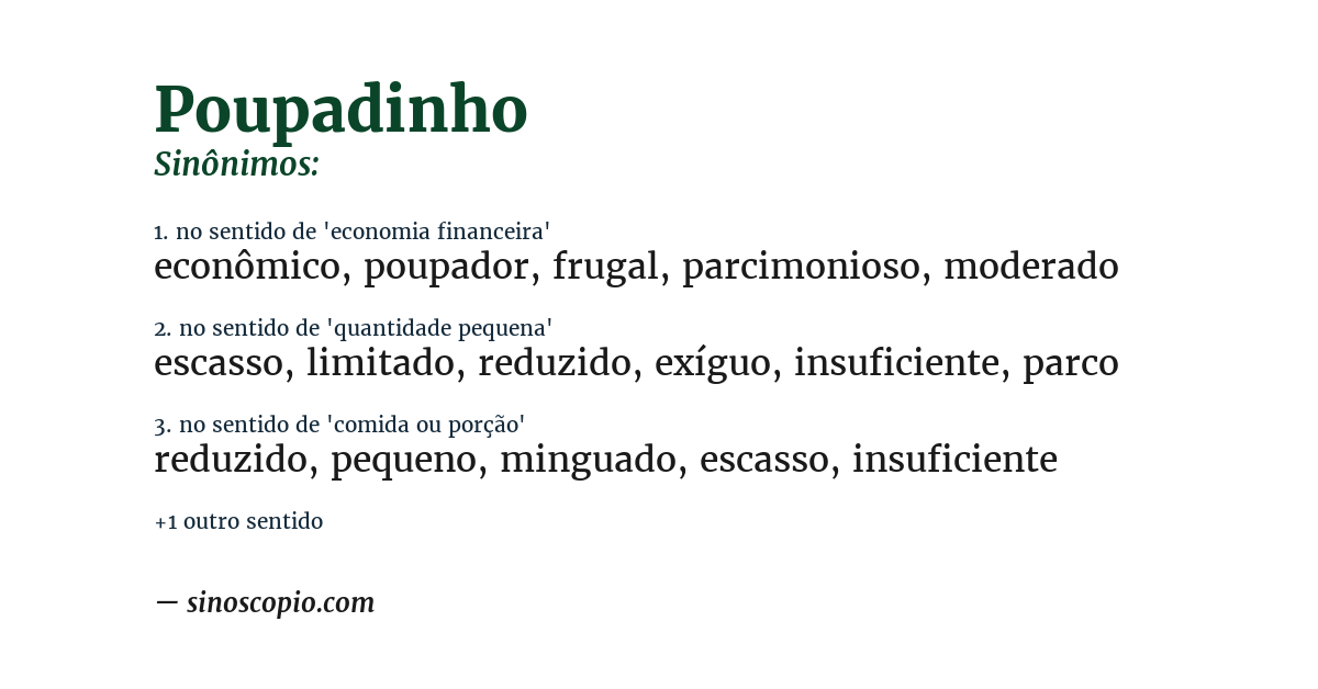 Sinônimo de poupadinho