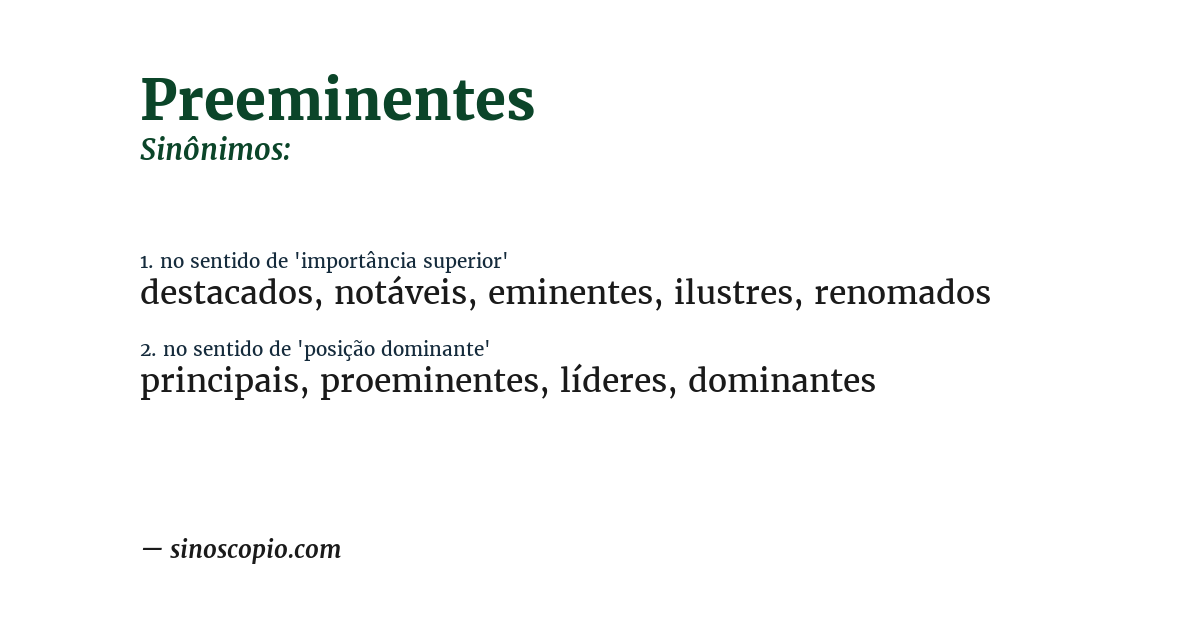 Sinônimo de preeminentes