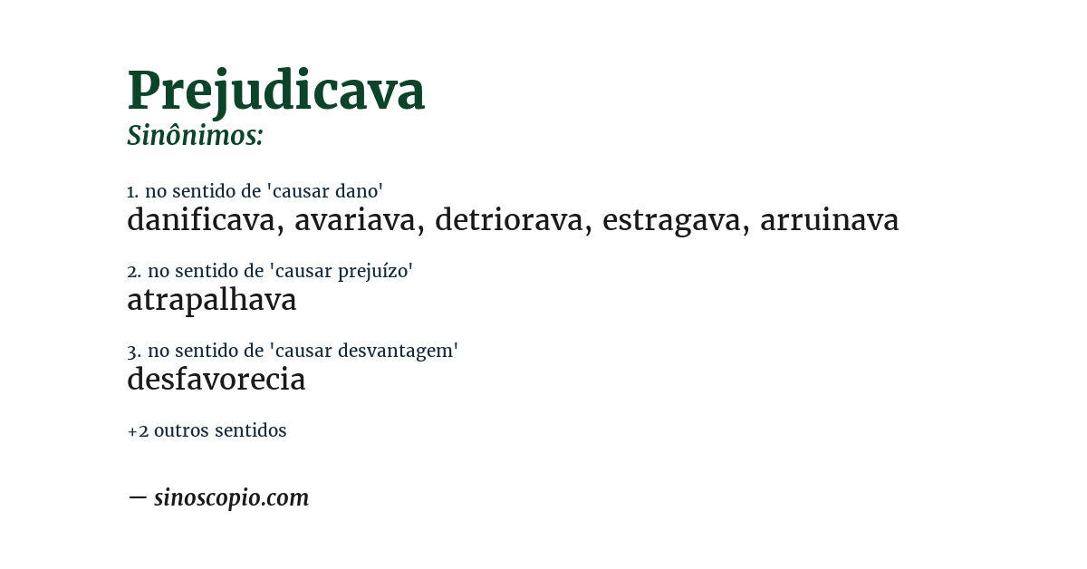 Sinônimo de prejudicava