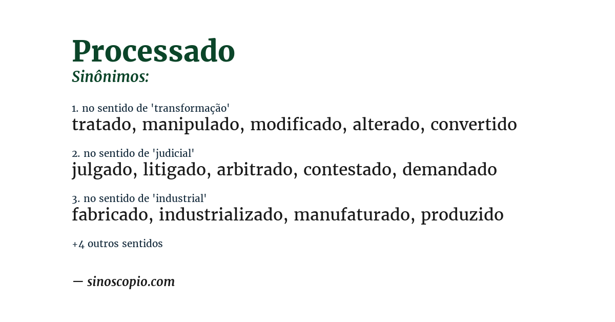 Sinônimo de processado
