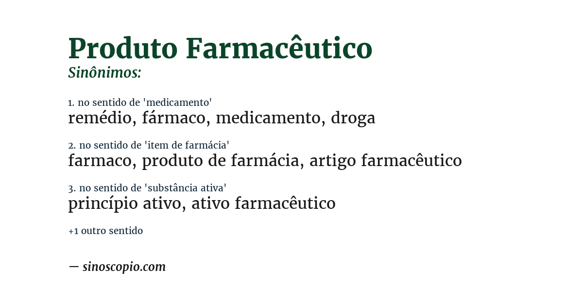 Sinônimo de produto farmacêutico