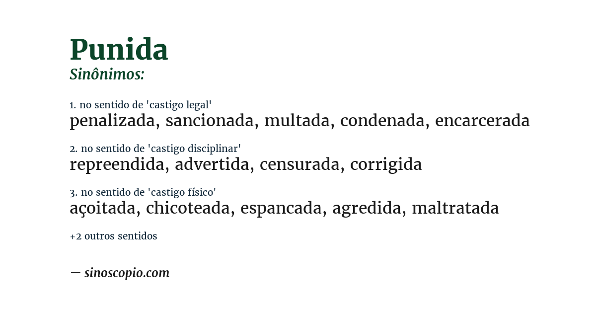 Sinônimo de punida