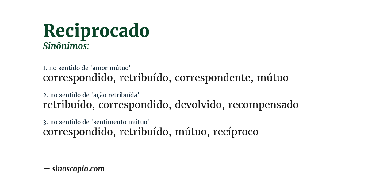 Sinônimo de reciprocado