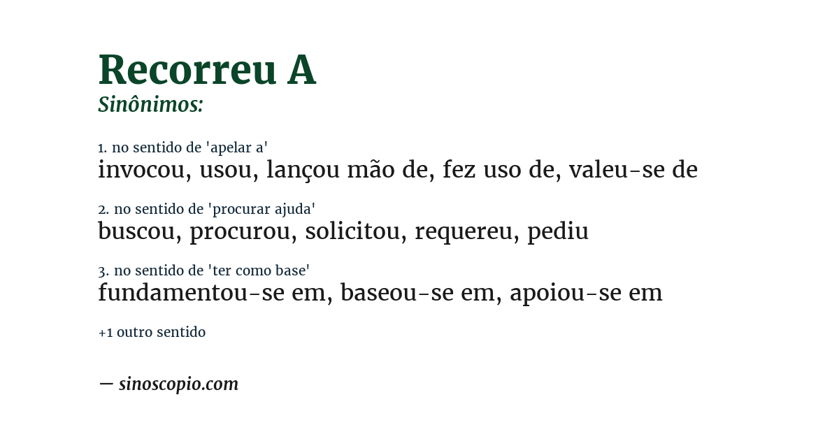 Sinônimo de recorreu a