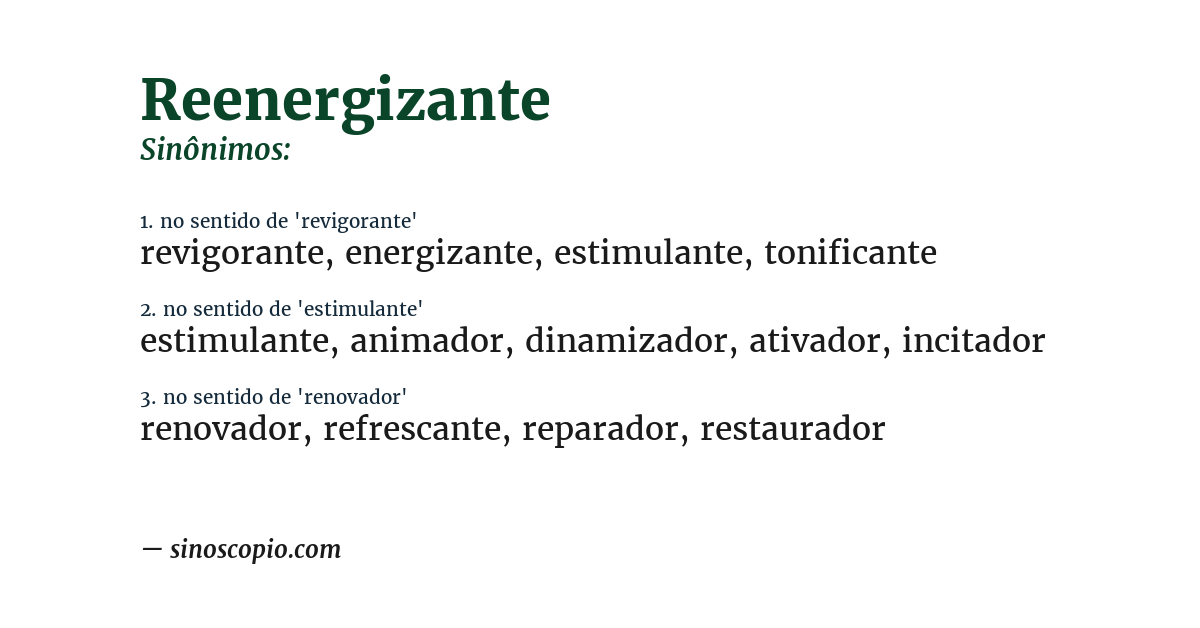 Sinônimo de reenergizante