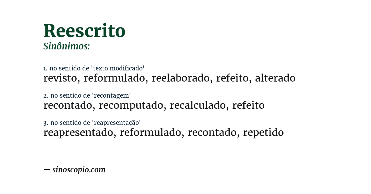 Sinônimo de reescrito