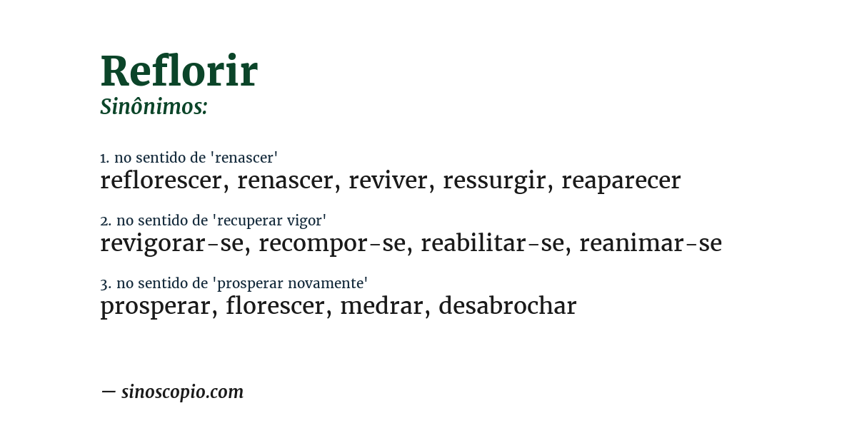 Sinônimo de reflorir