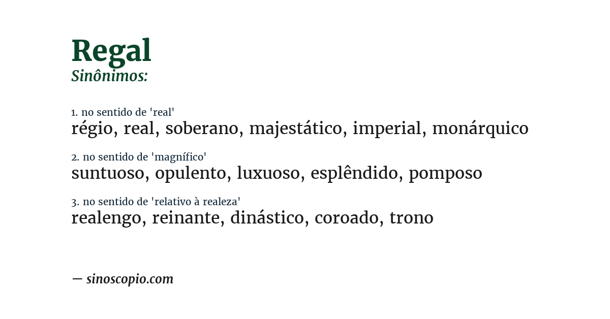 Sinônimo de regal