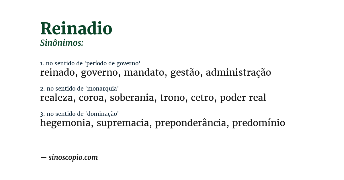 Sinônimo de reinadio