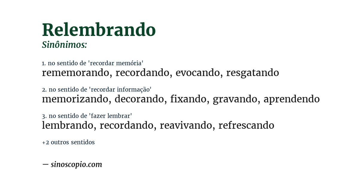 Sinônimo de relembrando