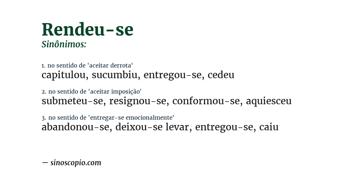 Sinônimo de rendeu-se